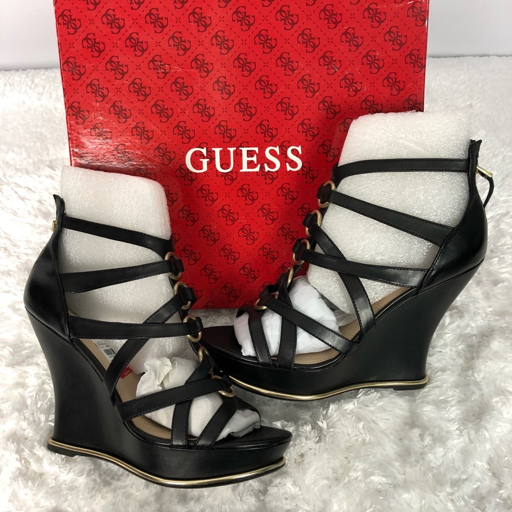 Guess, Strappy High Heel Wedges